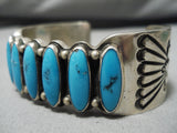 Roy Begay Vintage Native American Navajo Torpedo Turquoise Sterling Silver Bracelet Cuff-Nativo Arts