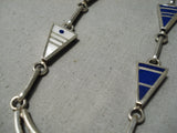 Best Vintage Native American Navajo Toad Inlay Sterling Silver Turquoise Lapis Necklace-Nativo Arts