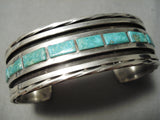 Thick And Heavy!! Vintage Native American Navajo Carico Lake Turquoise Sterling Silver Bracelet-Nativo Arts