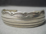 Striking Vintage Native American Navajo Hand Wrought Sterling Silver Bracelet Old-Nativo Arts