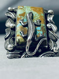 Unbelievable San Felipe Signed 8 Turquoise Sterling Silver Gekko Huge Ring-Nativo Arts