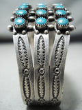 Native American Earlier Vintage Zuni Snake Eyes Turquoise Sterling Silver Bracelet-Nativo Arts