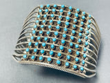 Towering 10-story Vintage Native American Zuni Turquoise Sterling Silver Snake Eyes Bracelet-Nativo Arts