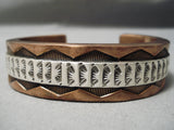 Heavy 180 Grams Vintage Apache Sterling Silver Copper Bracelet Native American-Nativo Arts