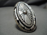 Remarkable Native American L Kay Sterling Silver Concho Ring Old-Nativo Arts