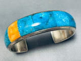 Native American Rare Santo Domingo Vintage Turquoise Inlay Sterling Silver Bracelet-Nativo Arts