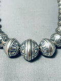 Very Rare Geometric Native American Navajo Sterling Silver Necklace-Nativo Arts