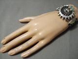 Incredible Vintage Zuni Native American Navajo Turquoise Sterling Silver Inlay Bracelet Old-Nativo Arts