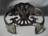 Huge Heavy Thick Vintage Native American Navajo Apache Turquoise Sterling Silver Bracelet Old-Nativo Arts