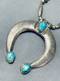 Longer Vintage Native American Navajo Turquoise Sterling Silver Necklace-Nativo Arts