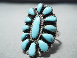 Signed Vintage Navajo Native American Turquoise Cluster Sterling Silver Ring-Nativo Arts