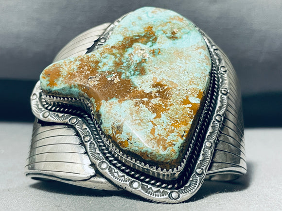 One Of The Best Vintage Native American Navajo #8 Mine Turquoise Sterling Silver Bracelet-Nativo Arts