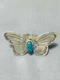Native American Huge Butterfly Spiderweb Turquoise Sterling Silver Ring-Nativo Arts