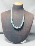 Native American Rare Chunky Turquoise Mostly Heishi Sterling Silver Necklace-Nativo Arts