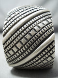 Signed Authentic John Vintage Native American Navajo Sterling Silver Intricate Bracelet-Nativo Arts