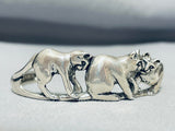 Very Unique Cat Family Vintage Native American Navajo Sterling Silver Bracelet-Nativo Arts