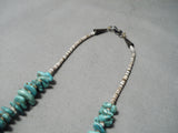 Native American Fantastic Vintage Santo Domingo Kingman Turquoise Sterling Silver Necklace Old-Nativo Arts