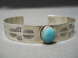 Marvelous Vintage Native American Navajo Sky Blue Turquoise Sterling Silver Bracelet Old-Nativo Arts