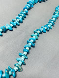 Spectacular Vintage Native American Navajo Old Kingman Turquoise Sterling Silver Necklace-Nativo Arts
