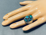 Fantastic Heavy Vintage Native American Navajo Turquoise Sterling Silver Ring-Nativo Arts
