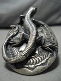 Amazing Detailed Convex Sterling Silver Gecko Ring-Nativo Arts