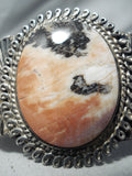 Heavy Thick Vintage Native American Navajo Early Petrified Wood Sterling Silver Bracelet-Nativo Arts