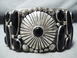 Nost Unqiue Vintage Tommy Moore Vintage Native American Navajo Onyx Sterling Silver Bracelet-Nativo Arts