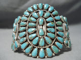 Exceptional Vintage Native American Navajo Turquoise Cluster Sterling Silver Bracelet-Nativo Arts