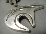 One Of The Best Vintage Native American Navajo Hand Tooled Sterling Silver Bear Necklace-Nativo Arts