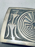 Important Vintage Native American Hopi Signed Sterling Silver Kokopelli Maze Buckle-Nativo Arts