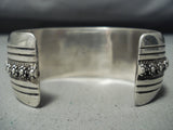 Hvy Hand Tooled Vintage Native American Navajo Sterling Silver Bracelet Signed-Nativo Arts