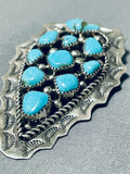 Bill Slim Vintage Native American Navajo Kingman Turquoise Sterling Silver Pin/ Pendant Signed-Nativo Arts