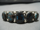 One Of Highest Grade Vintage Native American Navajo Bisbee Turquoise Sterling Silver Bracelet-Nativo Arts