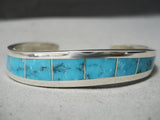 Tremendous Vintage Native American Zuni Old Kingman Turquoise Sterling Silver Bracelet Native-Nativo Arts