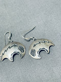 Impressive Vintage Native American Navajo Handcarved Sterling Silver Bear Earrings-Nativo Arts