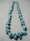 Magnificent Vintage Native American Navajo Chunky Dunky Turquoise Sterling Silver Necklace-Nativo Arts