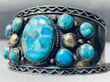 Huge Vintage Native American Navajo Turquoise Sterling Silver Wave Bracelet-Nativo Arts