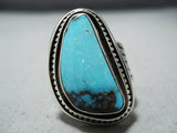 Tremendous Vintage Native American Navajo Candelaria Turquoise Sterling Silver Ring-Nativo Arts
