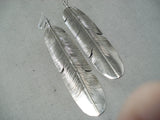 Astounding Navajo Sterling Silver Feather Earrings Native American-Nativo Arts