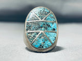 Unforgettable Vintage Native American Navajo Blue Diamond Turquoise Sterling Silver Ring-Nativo Arts