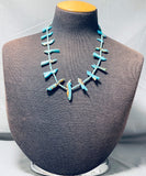 One Of The Best Hand Carved Bird Turquoise Vintage Native American Zuni Sterling Silver Necklace-Nativo Arts