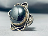 Fabulous Vintage Native American Navajo Hematite Sterling Silver Ring-Nativo Arts