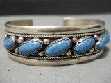 Rare Roy Begay Vintage Native American Navajo Slanted Lapis Sterling Silver Bracelet-Nativo Arts