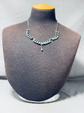 Fabulous Vintage Native American Zuni Blue Gem Turquoise Sterling Silver Necklace-Nativo Arts