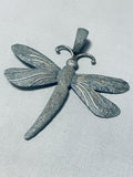 Native American One Of The Most Unique Vintage Navajo Dragonfly Sterling Silver Pendant-Nativo Arts