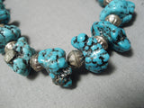 Magnificent Vintage Native American Navajo Chunky Dunky Turquoise Sterling Silver Necklace-Nativo Arts