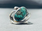 Unique Advanced Silver Work Native American Navajo Pilot Mountain Turquoise Sterling Silver Ring-Nativo Arts