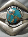 Thick And Sturdy!! Vintage Native American Navajo Turquoise Sterling Silver Bracelet Old-Nativo Arts