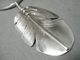 Intricate Detailed Hand Carved Feather Master Native American Navajo Sterling Silver Necklace-Nativo Arts