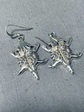 Wonderful Native American Navajo Sterling Silver Handcarved Toad Earrings-Nativo Arts